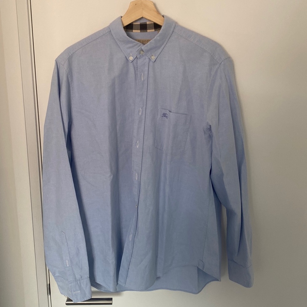 Burberry mens light blue button down size XL